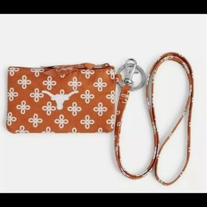 Vera Bradley NWT Texas Longhorn Collegiate Zip Id Lanyard Orange & White